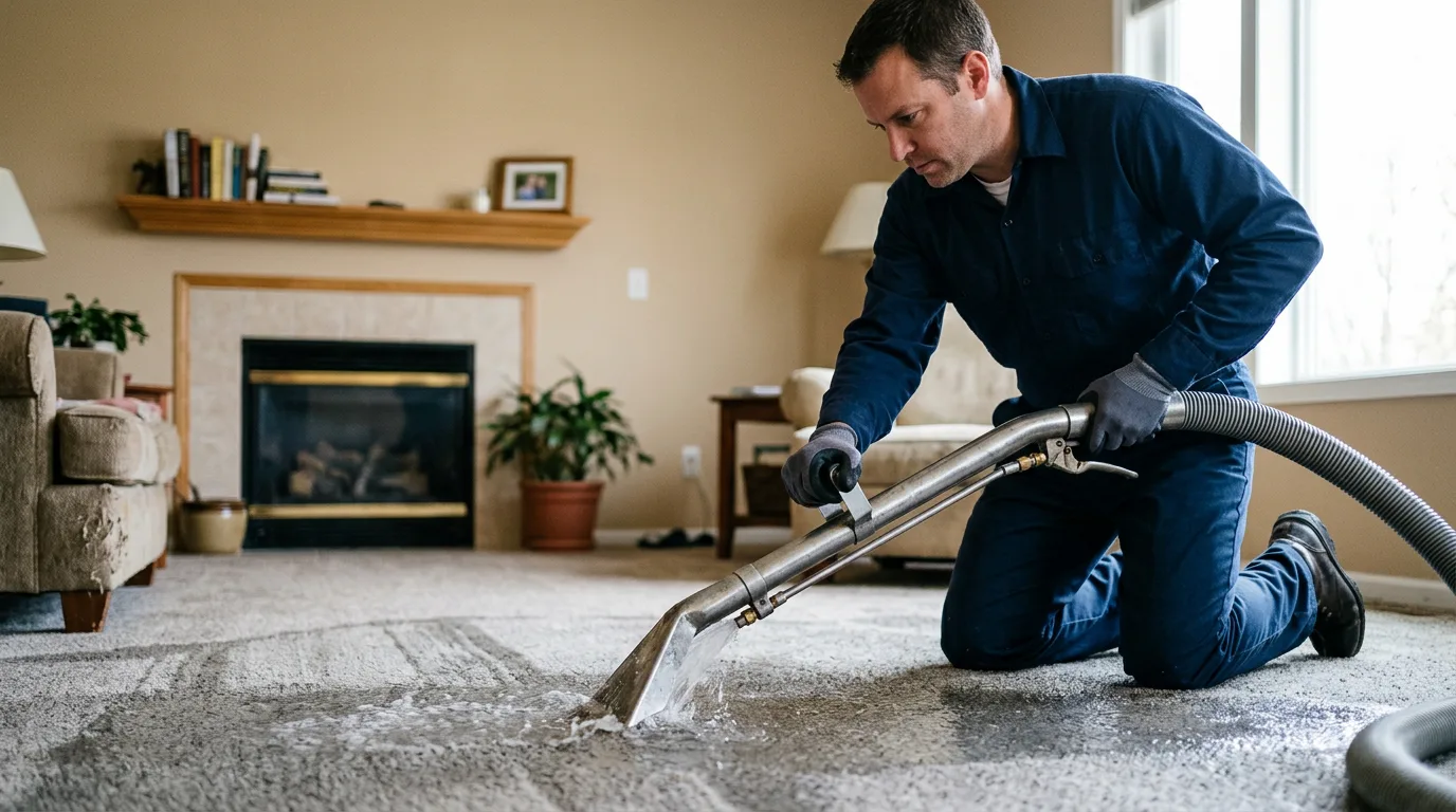 Water damage restoration technician working near Pittsford, VT